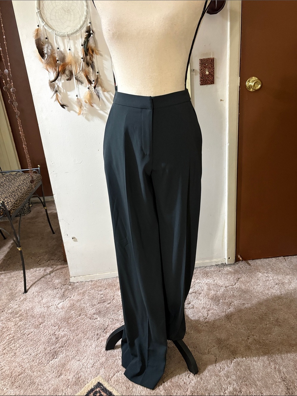 VENUS Black Wide-Leg Dress Trousers
